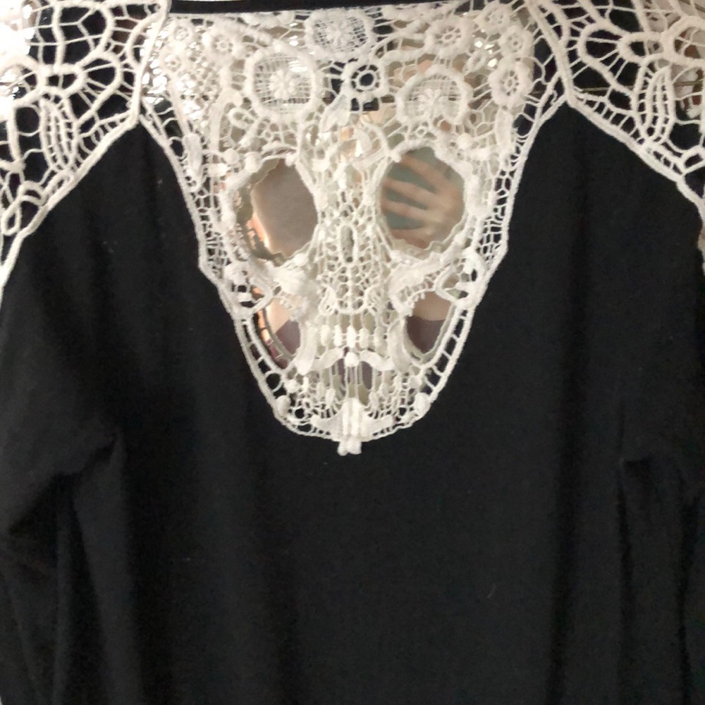Black white lace skull cardigan